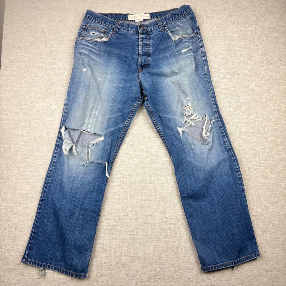 Matix Denim Jeans Mens 36x28 Blue Distressed Y2K Skater Grunge Baggy  Leg